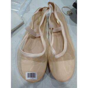 CUSHIONAIRE Women Echo Bow Flats Nude Mesh Wide Size 8.5W